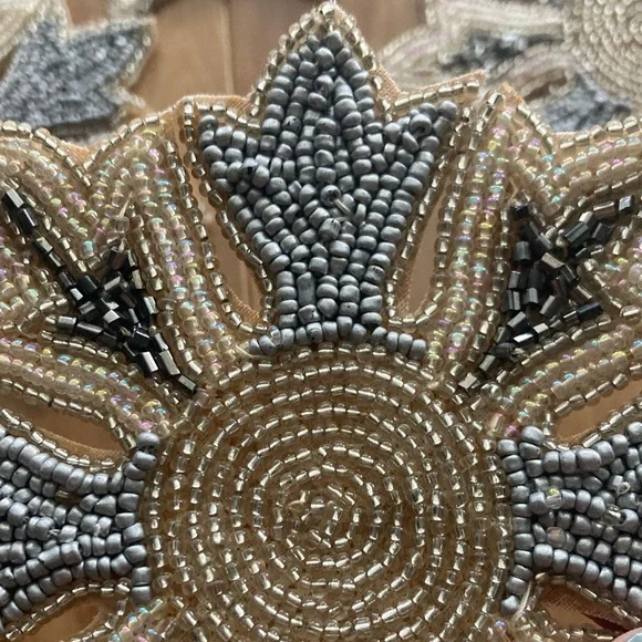 Bombay Silver and Cream Beaded Coasters - Picture 3 of 4